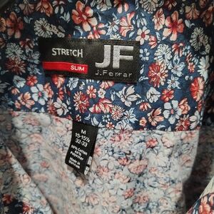 JF J.Ferrar Blue Floral Dress Shirt